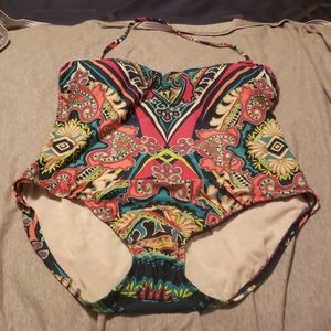 XL one piece bathing suit paisley pattern